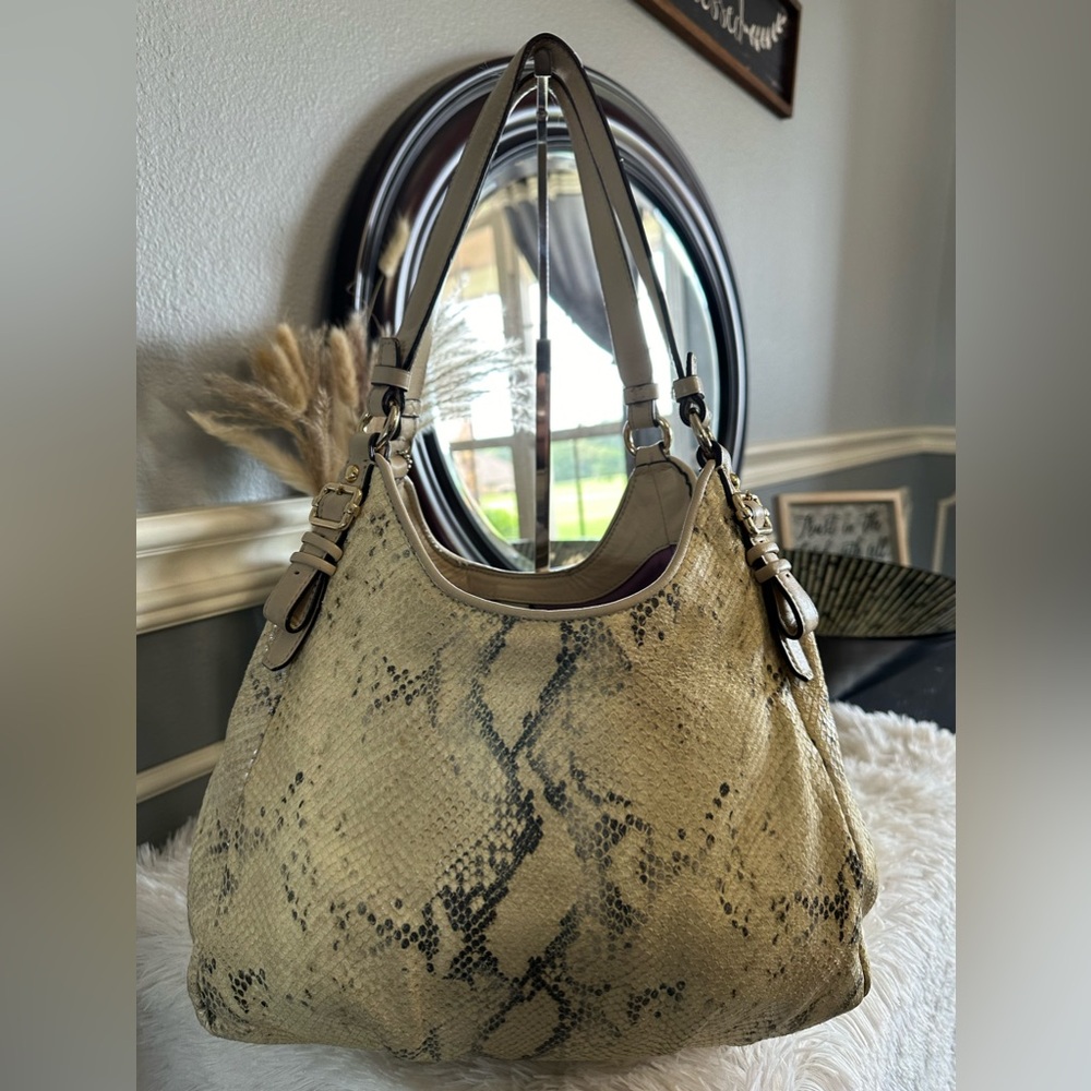 Euc Coach Madison Python Embossed Maggie Shoulder… - image 3